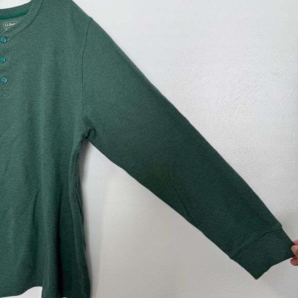 LL Bean Henley Shirt Men XXL Tall Green Unshrinkable Mini-Waffle Traditional Fit - Picture 5 of 10